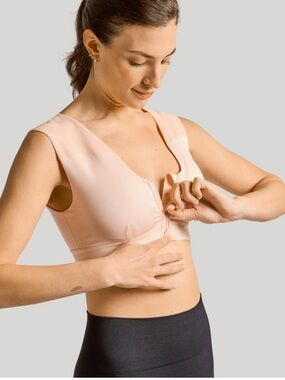 Tommie Cooper Zip Up Shoulder Support Bra color nude- size large